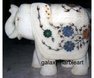 Indian marble inlay elephant ht 5" e-510